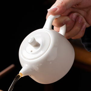 Large Size Ceramic Tea Pot Chinese Style Single Teapot Dihua White Porcelain XiShi Well Barrel Tea Brewing Tool Gongfu Tea Set