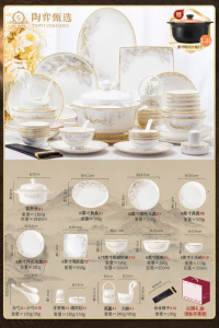 TAOYI | Aesthetic Chinese Bone China Tableware Set Home Use