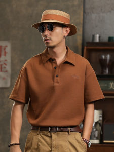 American Retro Mens Polo Shirt Short Sleeve Loose Fit Large Size Summer New Trend Brand Heavyweight Casual Male Top