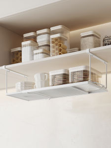 Kitchen Cabinet Hanging Rack Retractable Spice Storage Basket Freshness Bag Multi-Function Storage Shelf Carbon Steel Material