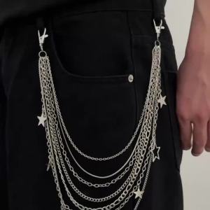 Ingemark | Ingemark Trendy Multilayer Pentagram Pendant Keychains Men Punk Rock Goth Pants Waist Belt Metal Chain Street Couple Jewelry 