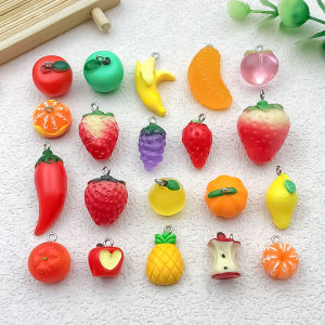 Handmade DIY Resin Fruit Simulated Jewelry Earrings Necklace Pendant Keychain Hanger Cute 3D Accessories Fashionable Trendy