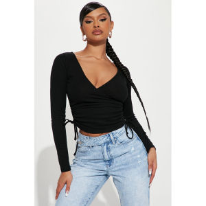 Áo Thun Dệt Kim Cổ Chữ V Tay Dài Ngắn Màu Trơn Hai Lớp Áo Thun Nữ Gợi Cảm Mùa Hè 2024 Áo Thun Thường Ngày Cho Nữ