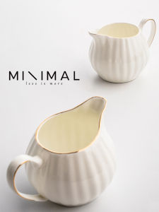 High-End Bone China Gold Rimmed Coffee Milk Cup Ceramic Mini Milk Pot European Style Creamer Honey Cup Dining Coffee Utensils