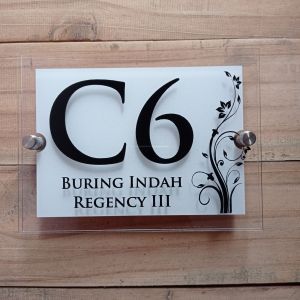 nomor rumah akrilik 2 lapis cantik elegan mewah