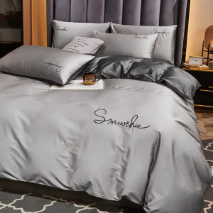 Gray Nordic Style 100% Cotton Bedsheet Set 220x240