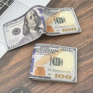 Men Wallets With US Dollar Pattern Male PU Leather Wallet With Card Holder Coin Pocket Purse Fashion Large Capacity Purse Bag