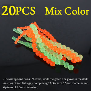Realistic Salmon Egg Roe Fly Tying Material Elastic Eggs in Orange & Green - 3.5/5.5mm Soft Roe Bait for Steelhead Trout Fishing