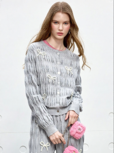 Juicy Couture | Grey Bow Decorated Knit Top