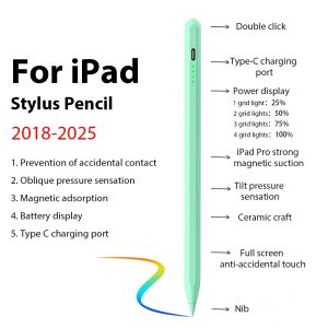 New For iPad Pencil Stylus Pen for Air Pro M3 with Palm Rejection and Tilt Sensitivity for iPad 11 A16 7/8/9/10/11th Mini 5 6 7