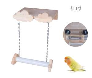 LP209 คอนลับเล็บ ชิงช้า โมบาย คอนนก ตกแต่งกรง แบบยึดกรง ดีไซน์น่ารัก ทำจากไม้เกรด A สวยงาม แข็งแรง