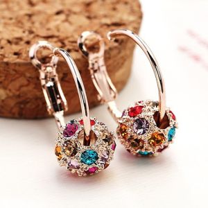 Fashion New Womens Lucky Beads Colorful Crystal Earrings Balls Exotic Diamond Ball Drop Earrings for Girl Jewellery Women Accessories