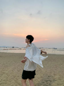 Japanese Style Young White Ice Silk Short Sleeve Shirt: Summer Thin Fancy All-Matching Casual Outwear