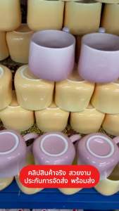 แก้วกาแฟ มีหูจับ แก้วสีพาสเทล ถ้วยกาแฟ ทำจากเซรามิกเนื้อดี เข้าไมโครเวฟได้