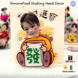 Personalised shaking head decor (Mahjong HUAT) with gift box for car office and home