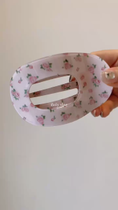 Kẹp tóc dáng oval họa tiết caro chấm bi hoa phong cách Hàn Quốc Modleaf Lola Dot Clip
