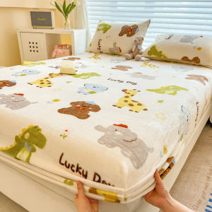 Warm Coral Fleece Bed Skirt Set