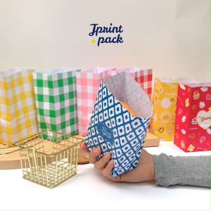 ถุงขนมกระดาษปอนด์พิมพ์ลาย ขนาด 4x6นิ้ว (แพ็กละ100ใบ)