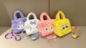 Sanrio Bag Kawaii Kuromi Cinnamoroll My Melody Cartoon Anime Plush Handbag Cosmetic Bag Travel Storage Bag Women Girl Gifts ﻿