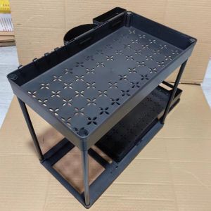 New Multi-Functional Pull-Out Storage Rack Kitchen Bathroom Sink Simple Storage Shelf Mobile Plastic Ground-Mounted 2 Layers