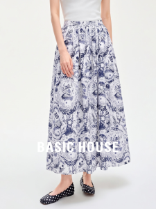 Basic House | Floral High Waist Large Hem Skirt
