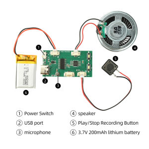 Aideepen | DIY Recording Playback Module 8MB MP3 Audio Chip Type-C Charge One-key Record Rechargeable for Greeting Card 3D Book