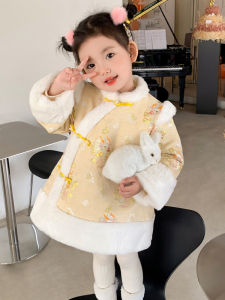 Thickened Cotton Cheongsam Dress for Girls Baby New Year Outfit Childrens Tang Suit Winter Season Traditional Chinese Clothing