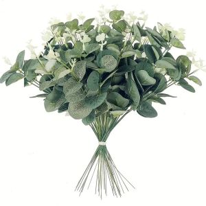 10/20Pcs Eucalyptus Leaves Fake Grass Festival Decoration Outdoor Home Room Wedding Decor Flowers Wreath DIY Artificial Plants