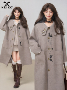 KEIKO | Embroidered Premium Collar Wool Coat