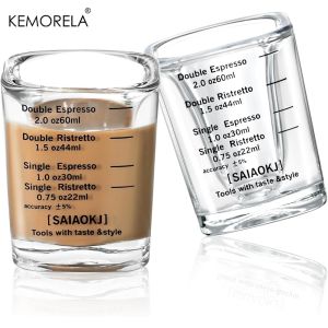 Espresso 2PCS Coffee Ounce Roasting Measuring Cup Glass 60ML Square Thickened Ounce Graduated Concentrated Simple Heat-resistant