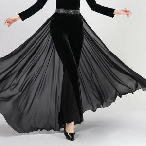 Black One-Piece Sand Skirt Dance Waist Sash Womens Physique Training Waist Decorations Glittering Drill Modern Dance Costume