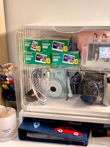 กล่องเก็บของแบบใสสำหรับกล้องถ่ายรูปแบบทันที แบตเตอรี่เลนส์ฟิล์ม กระดาษถ่ายรูป Fuji Canon Sony กล่องใสแบบโปร่งใส