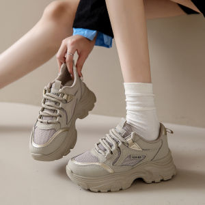 Black Sport Shoes Casual Winter Anti-slip Soft Bottom Trendy Women Work Thick Bottom Running Dad Shoes Women Comfortable Mesh Inner