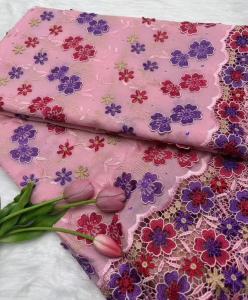 Vải Ren Voan Thụy Sĩ Với Họa Tiết Hoa 3D Đính Đá Chất Liệu Polyester Tan Trong Nước Thân Thiện Với Môi Trường Dùng May Váy Cưới Chiều Rộng 120-140CM