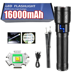 99000000LM Super Big Flashlight USB Rechargeable 8KM Ultra Bright LED FlashLight Work Lamp Zoom Outdoor Camping Lantern 16000mAh