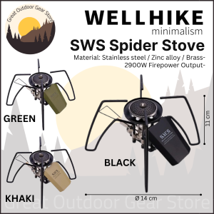 WELLHIKE Outdoor Camping SWS Spider Stove Regulator Gas Butane Stove Black