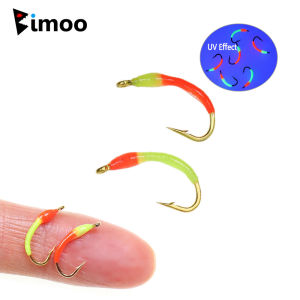 Bimoo 6pcs #12 Fluorescent Epoxy Buzzer Nymph Fly Fishing Lure Artificial Buzzer Midge Trout Grayling Panfish Fishing Lures