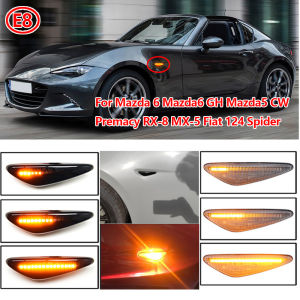 2Pcs Smoke Lens Amber Yellow LED Dynamic Fender Side Marker Turn Signal Light Sequential Indicator Lamp Blinker Repeater For Mazda 5 CW 6 GH MX5 MX-5 RX8 RX-8 Fiat 124 Spider