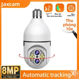 Camera Bóng Đèn 4K 8MP E27 Với Zoom 10X Tự Động Theo Dõi Giám Sát WiFi Trong Nhà Đèn Pha An Ninh Gia Đình Camera IP Màu Trắng