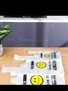 50 pcs Smiley Thank you Transparent Plastic Bag item storage bag Fruit bag snack bag