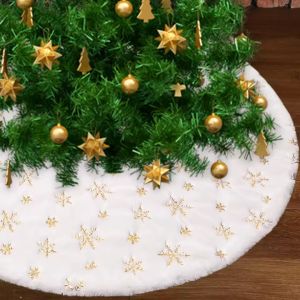 60cm Christmas Tree Skirt White Plush Xmas Tree Skirts Gold Silver Snowflake Plush Carpets Home New Year 2025 Party Decorations