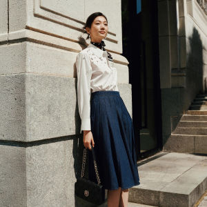 Koradior | Fall New Mid-length A-line Jeans Skirt