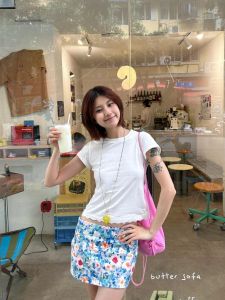 Váy Ngắn Chữ a Cạp Thấp Họa Tiết Mỹ Dành Cho Nữ Mùa Xuân Hè Mới Về Váy Midi Đa Năng Thời Trang