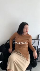 KAMILA Top l Crop top l Rib Knit Premium l Kamisol Wanita l Long Sleeve Top l Hijab Friendly