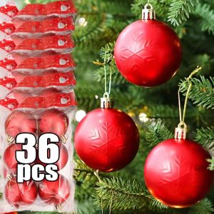 36PCS Reusable Christmas Snowflake Balls Pendant Mirrored Matte Hanging Ball New Year Party Xmas Tree Charm Plastic Balls