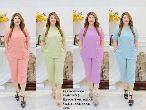 set pdk rayon.xl Ld 96 cm.xxl Ld 108 cm.xxxl Ld 116 cm.kantong kanan kiri.bahan bangus dan adem.