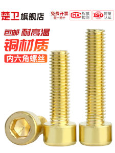 Full Brass Internal Hexagonal Screw Bolt round Cup Head Rivet M3-M12 Long Thread Length High Strength Hardware Fastener