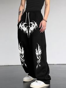 2026 Fashion New Cool Dark Striped Gothic Style Loose Straight Pants Outdoor Mens and Womens Sports Street Casual Pants