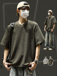 SZON | Deconstructed Stripes V-Neck Oversized T-Shirt