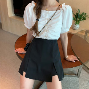 High Waist A-Line Mini Skirt for Women Split Design Summer New Style Slimming Fashion Short Length Cover Hip Half Body Skirts